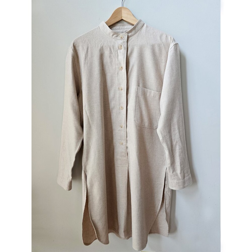 Scandi Style Closed Germany Light Beige Cotton Flannel Tunic Shirtdress Large L